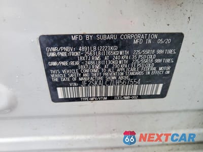 Zdjęcie 13 z 13 samochodu: 2020 SUBARU FORESTER SPORT VIN:JF2SKALC7LH567554 - miniatura