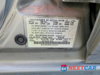 Zdjęcie 12 z 12 samochodu: 2006 NISSAN SENTRA 1.8 VIN:3N1CB51D06L461042 - miniatura