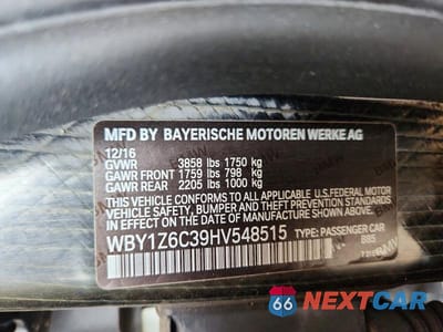 Zdjęcie 12 z 12 samochodu: 2017 BMW I3 BEV VIN:WBY1Z6C39HV548515 - miniatura
