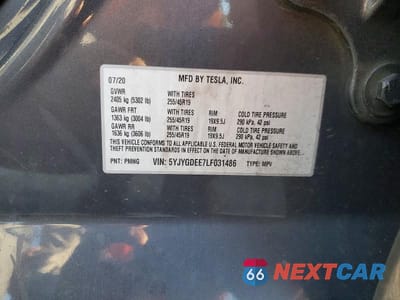 Zdjęcie 13 z 13 samochodu: 2020 TESLA MODEL Y VIN:5YJYGDEE7LF031486 - miniatura