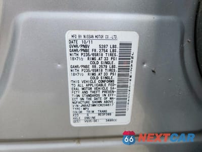 Zdjęcie 13 z 13 samochodu: 2012 NISSAN MURANO S VIN:JN8AZ1MW1CW204617 - miniatura