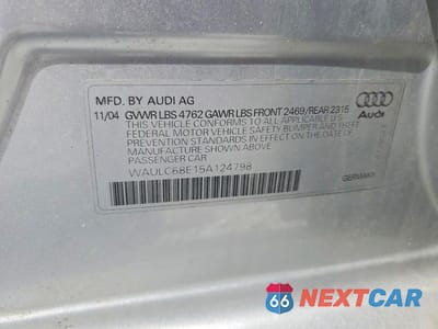 Zdjęcie 12 z 12 samochodu: 2005 AUDI A4 1.8T QUATTRO VIN:WAULC68E15A124798 - miniatura