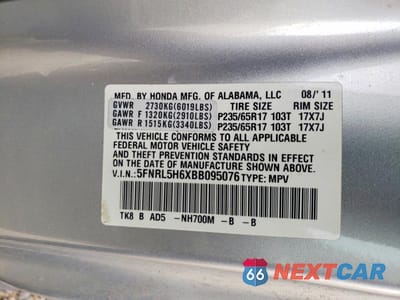 Zdjęcie 13 z 13 samochodu: 2011 HONDA ODYSSEY VIN:5FNRL5H6XBB095076 - miniatura