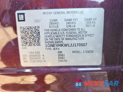 Zdjęcie 13 z 13 samochodu: 2018 CHEVROLET TRAVERSE LT VIN:1GNEVHKW1JJ170507 - miniatura
