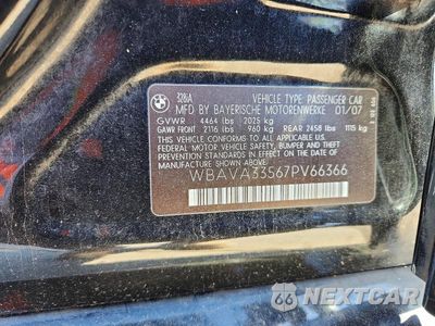 Zdjęcie 12 z 12 samochodu: 2007 BMW 328 I VIN:WBAVA33567PV66366 - miniatura