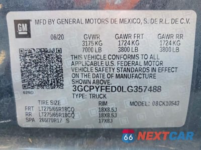 Zdjęcie 12 z 12 samochodu: 2020 CHEVROLET SILVERADO K1500 LT TRAIL BOSS VIN:3GCPYFED0LG357488 - miniatura