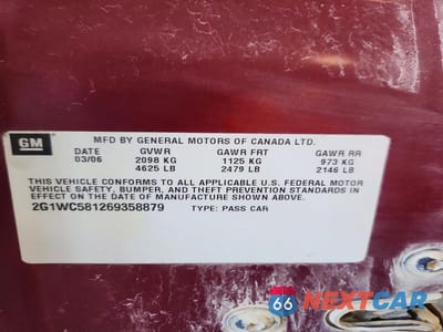 Zdjęcie 12 z 12 samochodu: 2006 CHEVROLET IMPALA LT VIN:2G1WC581269358879 - miniatura