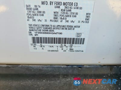 Zdjęcie 13 z 13 samochodu: 2017 FORD EXPLORER VIN:1FM5K8B80HGA47190 - miniatura