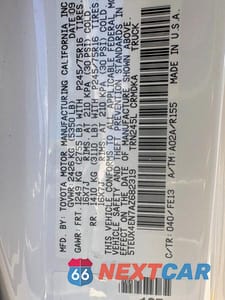 Zdjęcie 10 z 10 samochodu: 2010 TOYOTA TACOMA ACCESS CAB VIN:5TEUX4EN7AZ682319 - miniatura