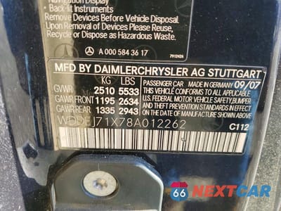 Zdjęcie 12 z 12 samochodu: 2008 MERCEDES-BENZ CL 550 VIN:WDDEJ71X78A012262 - miniatura