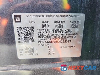 Zdjęcie 13 z 13 samochodu: 2019 CHEVROLET EQUINOX PREMIER VIN:2GNAXNEV5K6258033 - miniatura