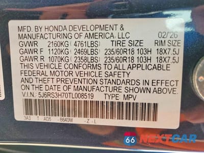 Zdjęcie 14 z 14 samochodu: 2026 HONDA CR-V EXL VIN:5J6RS3H70TL008519 - miniatura