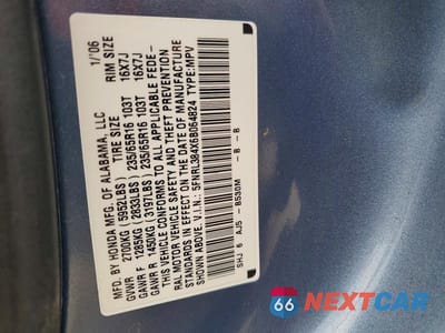 Zdjęcie 13 z 13 samochodu: 2006 HONDA ODYSSEY EX VIN:5FNRL384X6B064824 - miniatura