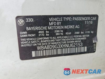 Zdjęcie 12 z 12 samochodu: 2017 BMW 330 XI VIN:WBA8D9G3XHNU62153 - miniatura