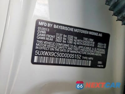 Zdjęcie 12 z 12 samochodu: 2013 BMW X3 XDRIVE28I VIN:5UXWX9C50D0D05152 - miniatura