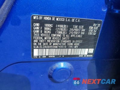 Zdjęcie 13 z 13 samochodu: 2022 HONDA HR-V EX VIN:3CZRU6H55NM749518 - miniatura