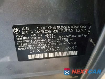 Zdjęcie 13 z 13 samochodu: 2007 BMW X5 4.8I VIN:5UXFE83557LZ37662 - miniatura
