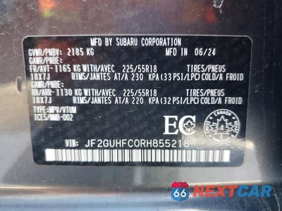 Zdjęcie 14 z 14 samochodu: 2024 SUBARU CROSSTREK SPORT VIN:JF2GUHFC0RH855218 - miniatura
