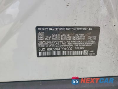 Zdjęcie 13 z 13 samochodu: 2019 BMW X3 XDRIVE30I VIN:5UXTR9C59KLR04900 - miniatura