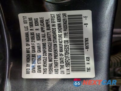 Zdjęcie 12 z 12 samochodu: 2017 HONDA CIVIC EXL VIN:19XFC1F70HE026130 - miniatura