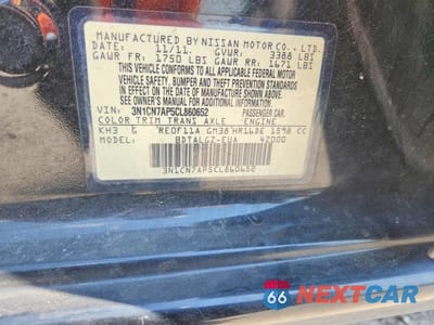 Zdjęcie 13 z 13 samochodu: 2012 NISSAN VERSA 1.6 S VIN:3N1CN7AP5CL860652 - miniatura