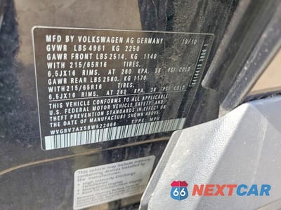 Zdjęcie 14 z 14 samochodu: 2011 VOLKSWAGEN TIGUAN S VIN:WVGBV7AX5BW522066 - miniatura