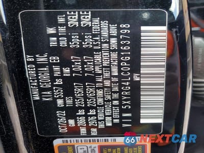 Zdjęcie 13 z 13 samochodu: 2023 KIA SORENTO LX VIN:5XYRG4LC0PG163798 - miniatura