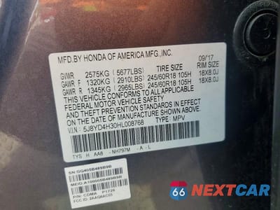 Zdjęcie 13 z 13 samochodu: 2017 ACURA MDX VIN:5J8YD4H30HL008768 - miniatura