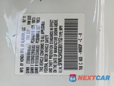 Zdjęcie 13 z 13 samochodu: 2012 HONDA ODYSSEY TOURING VIN:5FNRL5H93CB017153 - miniatura
