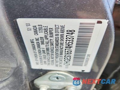 Zdjęcie 13 z 13 samochodu: 2004 HONDA CIVIC LX VIN:2HGES16574H533748 - miniatura