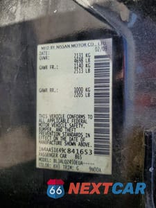 Zdjęcie 12 z 12 samochodu: 2009 NISSAN MAXIMA 3.5 S VIN:1N4AA51E49C841653 - miniatura