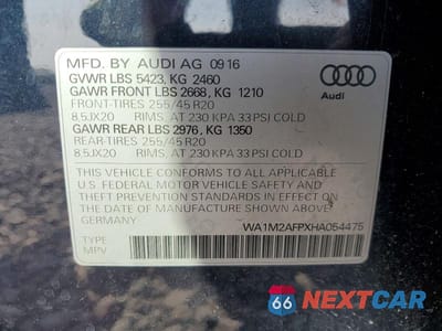 Zdjęcie 13 z 13 samochodu: 2017 AUDI Q5 PREMIUM PLUS VIN:WA1M2AFPXHA054475 - miniatura
