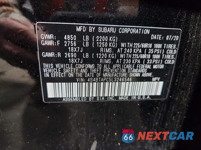 Zdjęcie 12 z 12 samochodu: 2020 SUBARU OUTBACK TOURING VIN:4S4BTAPC5L3246546 - miniatura