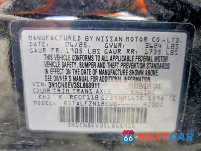 Zdjęcie 13 z 13 samochodu: 2025 NISSAN VERSA SV VIN:3N1CN8EV3SL868911 - miniatura