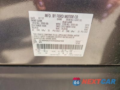 Zdjęcie 13 z 13 samochodu: 2017 FORD EXPLORER SPORT VIN:1FM5K8GTXHGD62155 - miniatura