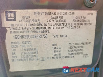 Zdjęcie 13 z 13 samochodu: 2004 CHEVROLET SILVERADO K2500 HEAVY DUTY VIN:1GCHK29U04E392758 - miniatura