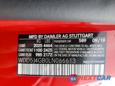 Zdjęcie 12 z 12 samochodu: 2020 MERCEDES-BENZ CLA 250 VIN:WDD5J4GB0LN066613 - miniatura
