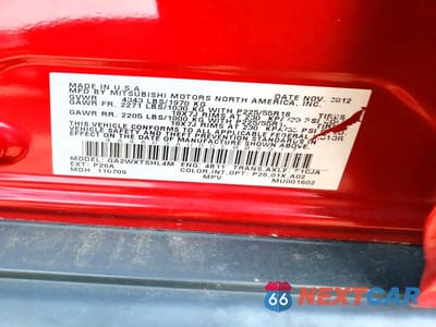 Zdjęcie 13 z 13 samochodu: 2013 MITSUBISHI OUTLANDER SPORT ES VIN:4A4AP3AU8DE008917 - miniatura