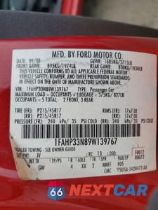 Zdjęcie 12 z 12 samochodu: 2009 FORD FOCUS SES VIN:1FAHP33N89W139767 - miniatura