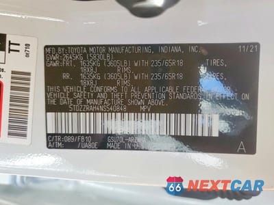 Zdjęcie 14 z 14 samochodu: 2022 TOYOTA HIGHLANDER LE VIN:5TDZZRAH4NS540848 - miniatura
