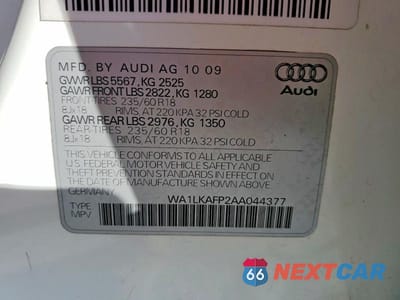 Zdjęcie 13 z 13 samochodu: 2010 AUDI Q5 PREMIUM PLUS VIN:WA1LKAFP2AA044377 - miniatura