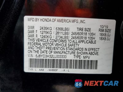 Zdjęcie 13 z 13 samochodu: 2020 ACURA MDX VIN:5J8YD3H32LL003333 - miniatura