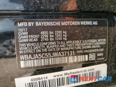 Zdjęcie 13 z 13 samochodu: 2018 BMW 530 I VIN:WBAJA5C55JWA37131 - miniatura