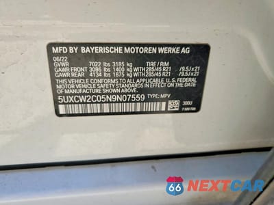 Zdjęcie 14 z 14 samochodu: 2022 BMW X7 XDRIVE40I VIN:5UXCW2C05N9N07559 - miniatura