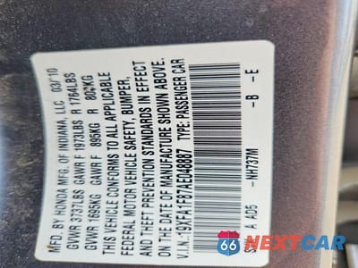 Zdjęcie 13 z 13 samochodu: 2010 HONDA CIVIC EX VIN:19XFA1F87AE048887 - miniatura
