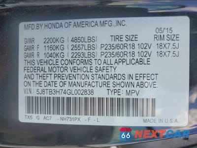 Zdjęcie 13 z 13 samochodu: 2016 ACURA RDX ADVANCE VIN:5J8TB3H74GL002838 - miniatura