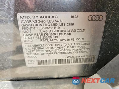 Zdjęcie 13 z 13 samochodu: 2023 AUDI Q5 HYBRID 4D SUV S LINE PREMIUM PLUS 45 VIN:WA1EAAFY8P2055732 - miniatura