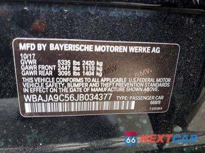 Zdjęcie 13 z 13 samochodu: 2018 BMW 530E VIN:WBAJA9C56JB034377 - miniatura