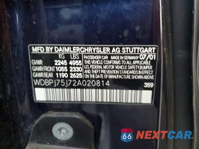 Zdjęcie 12 z 12 samochodu: 2002 MERCEDES-BENZ CL 500 VIN:WDBPJ75J72A020814 - miniatura