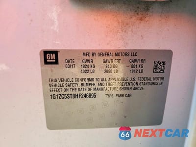 Zdjęcie 12 z 12 samochodu: 2017 CHEVROLET MALIBU LS VIN:1G1ZC5ST8HF246895 - miniatura